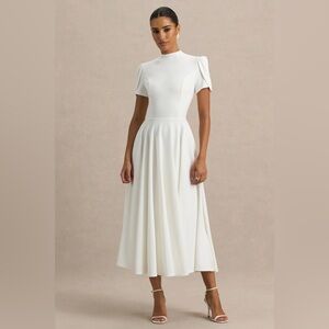VICKY Club L London
White High Neck Midi Dress With Puff Sleeves